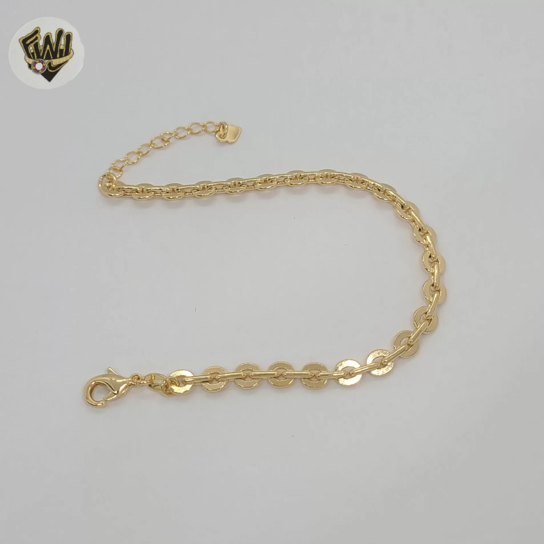 (1-0494-1) Gold Laminate - 5.5mm Circles Link Bracelet - BGF