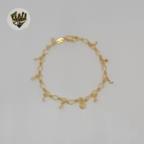 (1-0607-1) Gold Laminate - 4mm Charms Link Bracelet - 7.5 - BGF