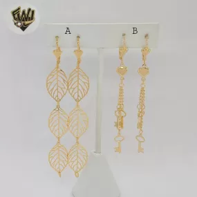 (1-1236) Gold Laminate - Long Earrings - BGF