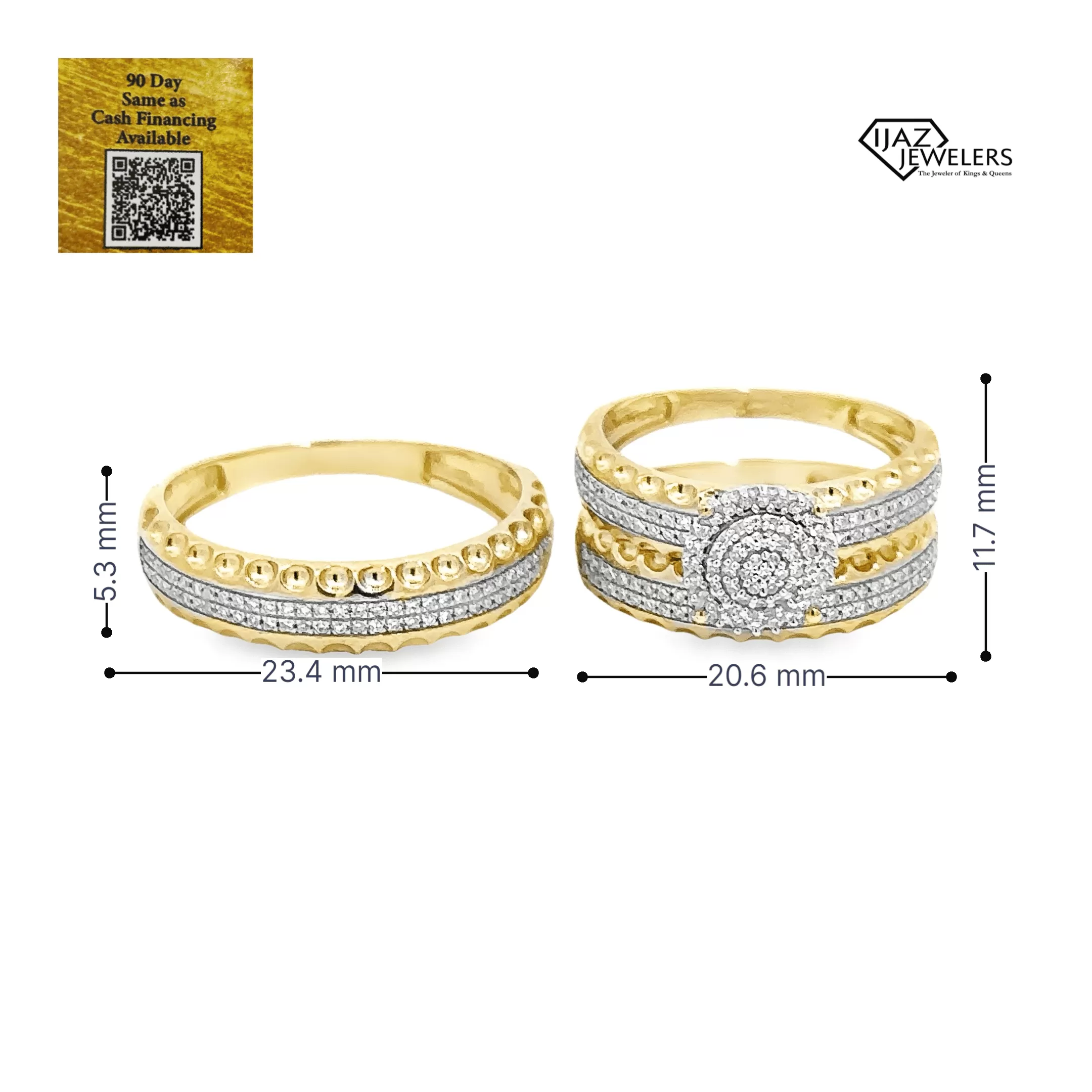 10K Gold 0.48 CTW Diamond Wedding Trio Set