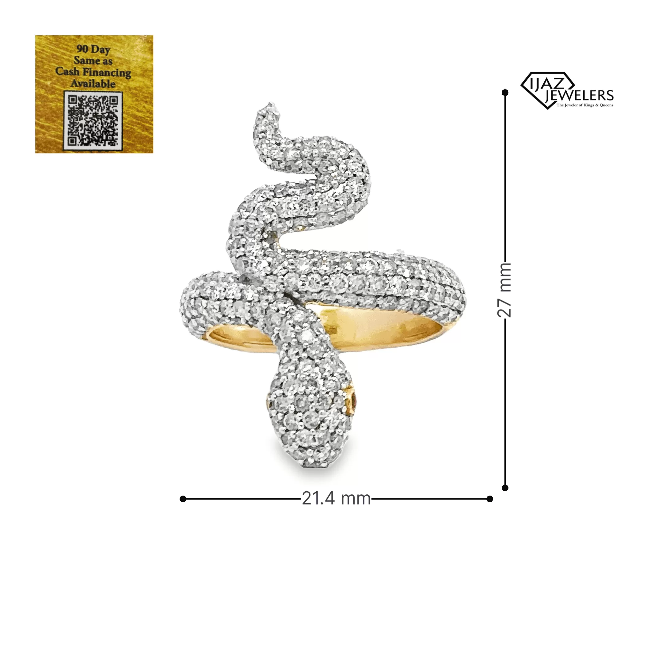 10K Gold 1.67 CTW Diamond Snake Ring