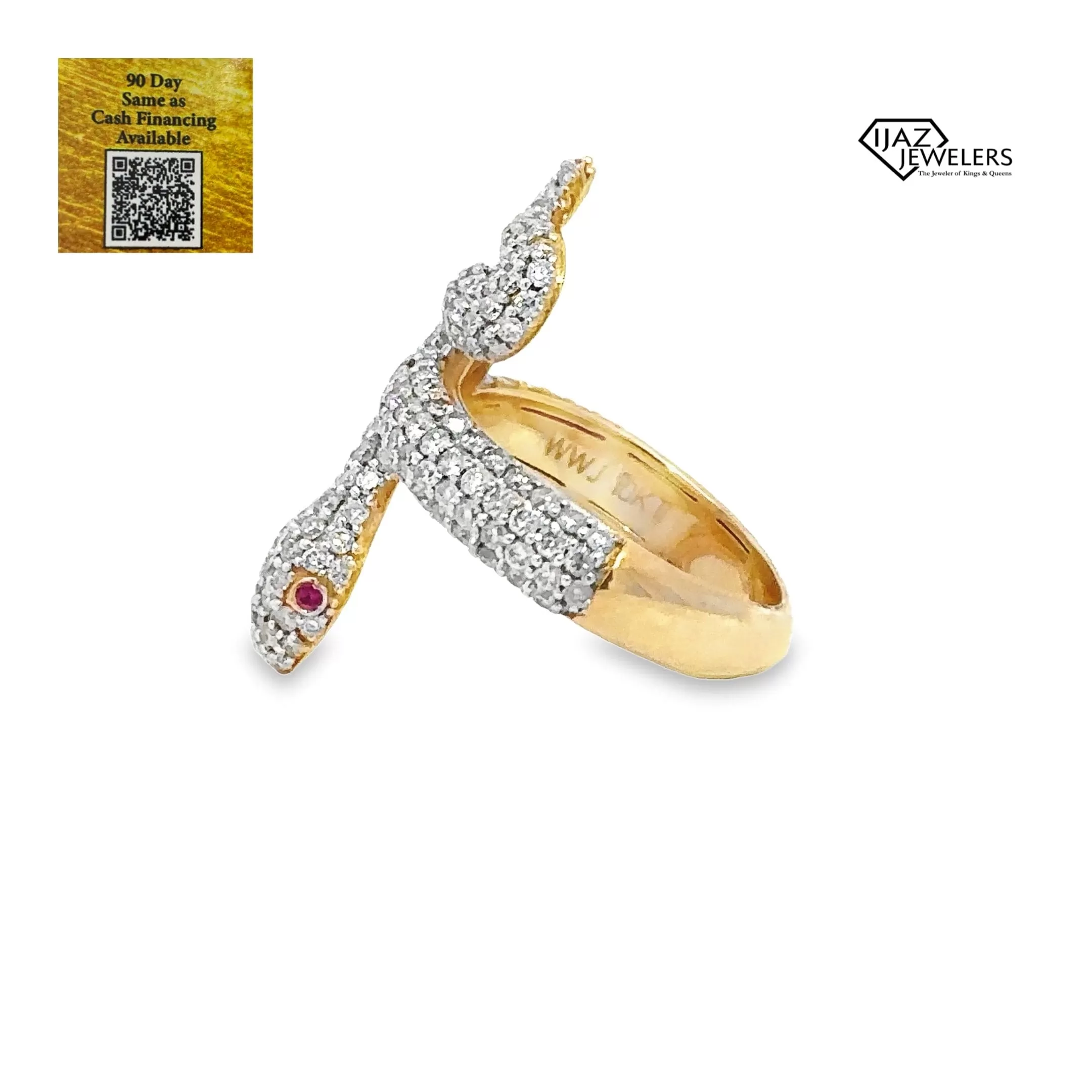 10K Gold 1.67 CTW Diamond Snake Ring