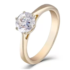 10k Yellow Gold Solitaire Moissanite Ring 1ct