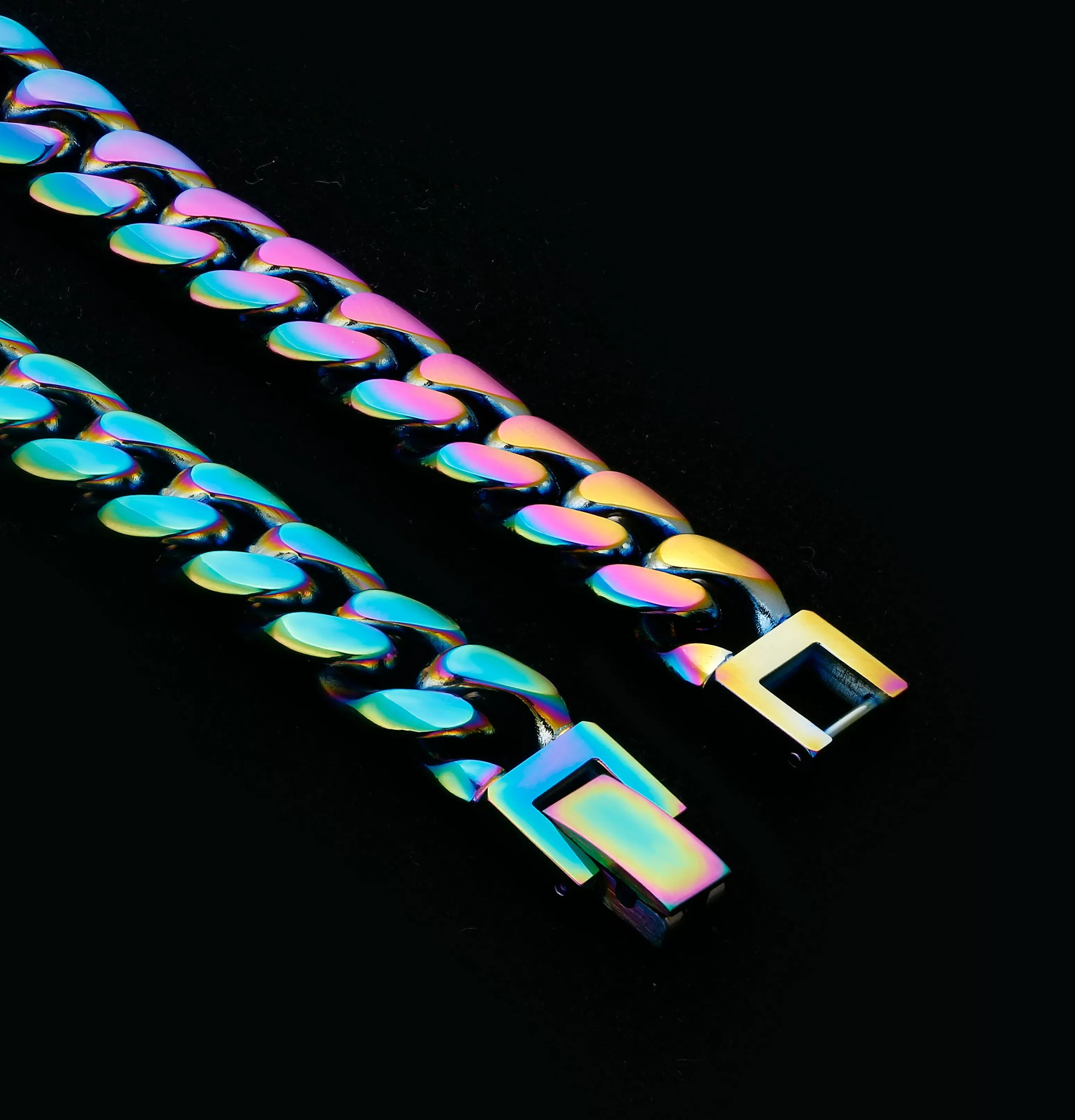 10mm Rainbow Miami Cuban Link Bracelet for Men - KRKC