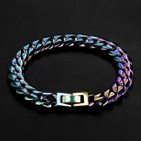 10mm Rainbow Miami Cuban Link Bracelet for Men - KRKC