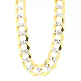 14k 2 Tone Yellow And White Gold Curb Chain Necklace, 10mm