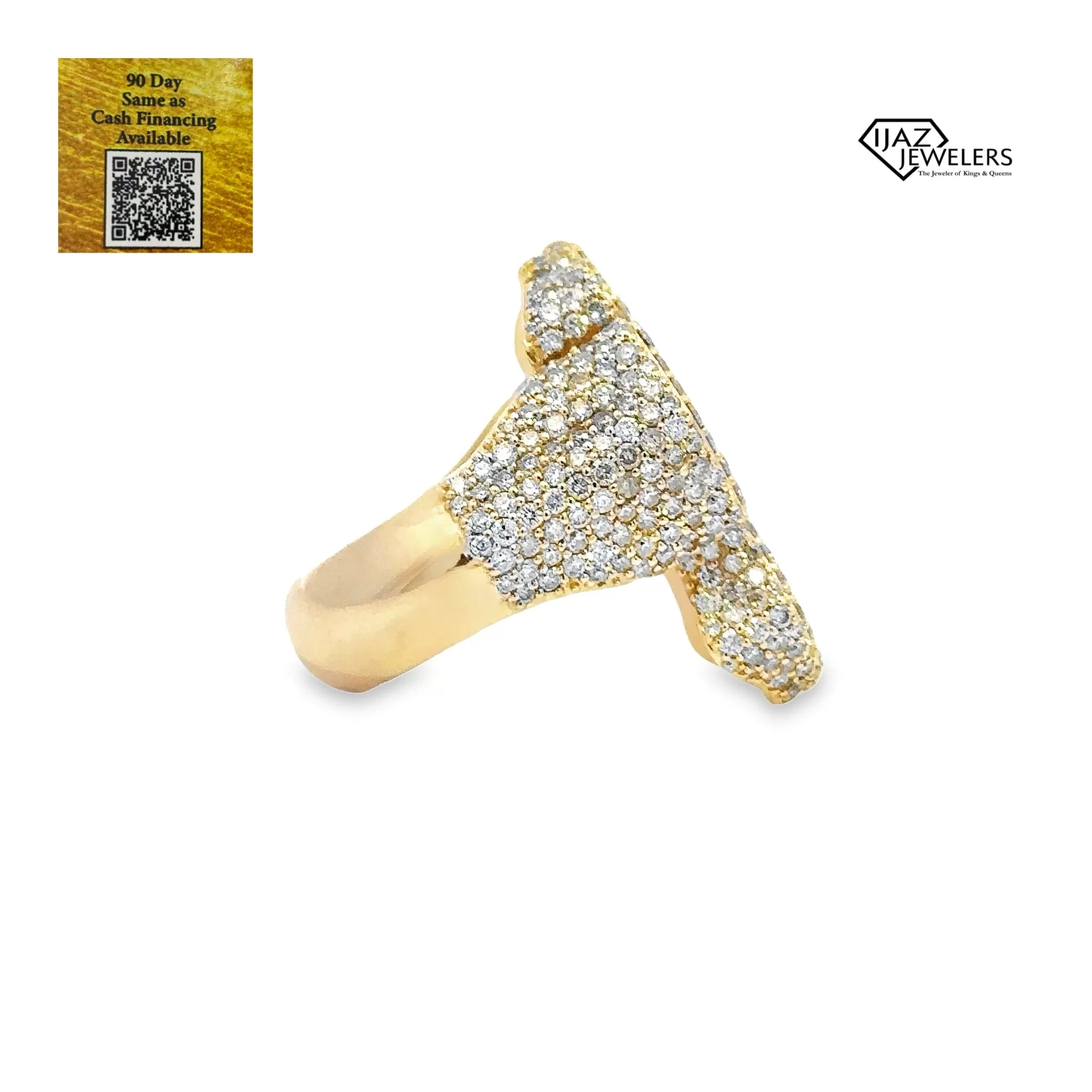 14K Gold 6.20 CTW Diamond Cross Ring