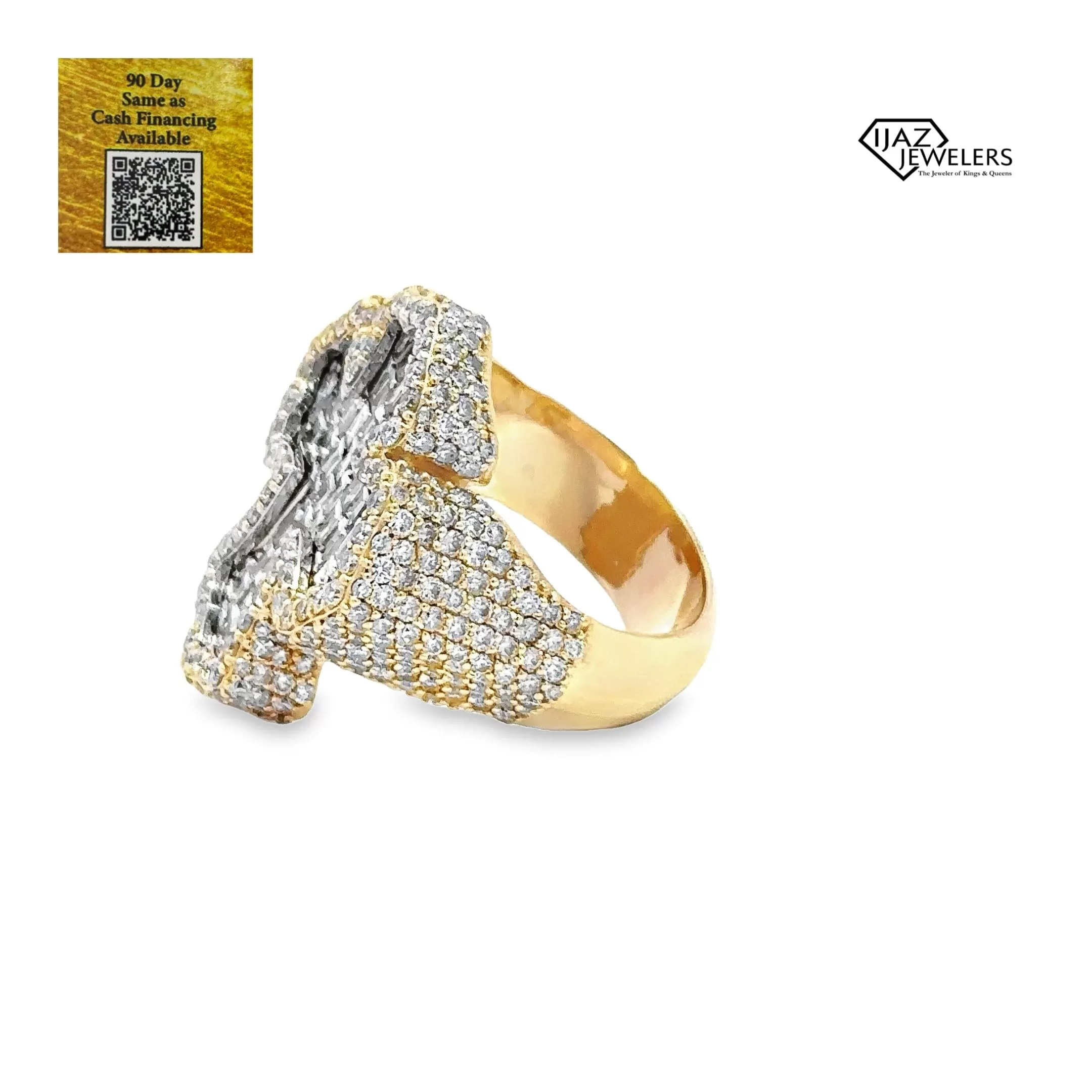 14K Gold 6.20 CTW Diamond Cross Ring