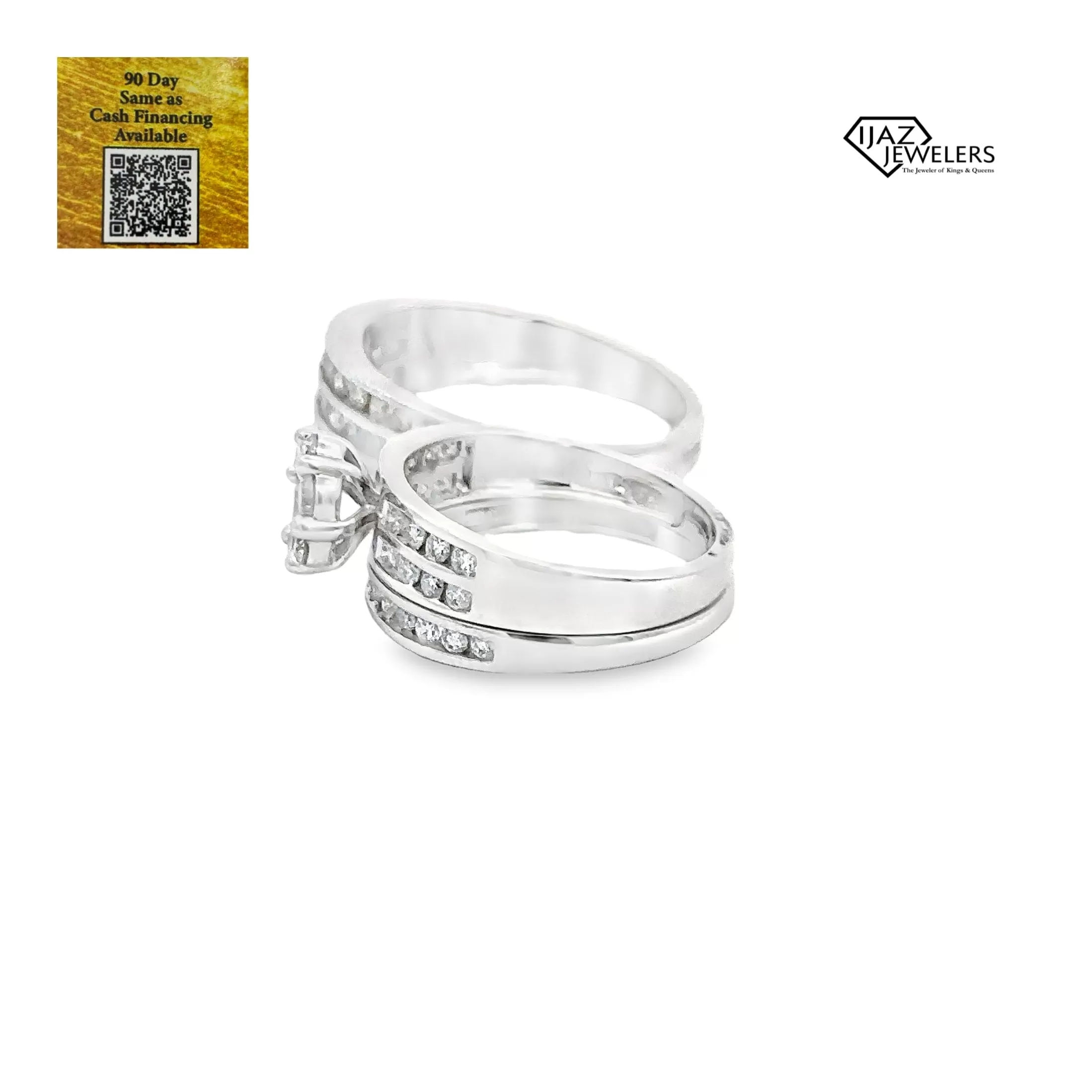 14K White Gold 1.78 CTW Diamond Wedding Trio Set