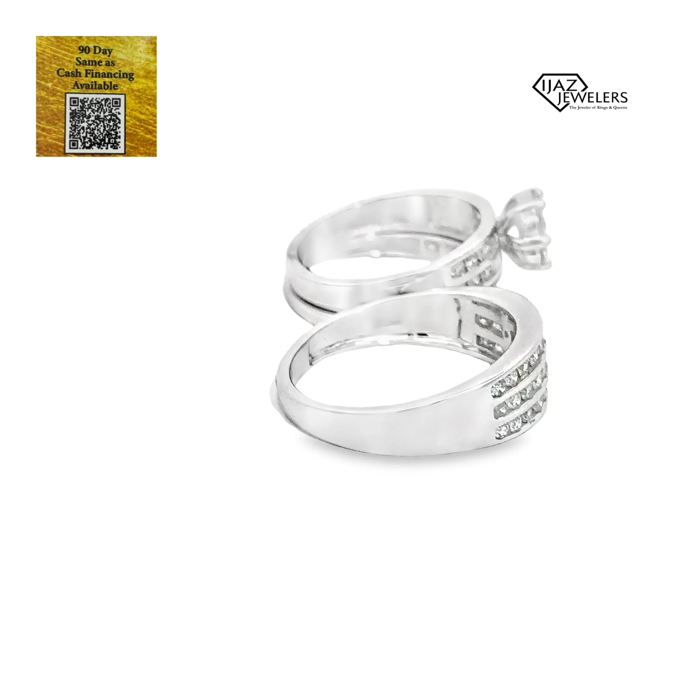 14K White Gold 1.78 CTW Diamond Wedding Trio Set