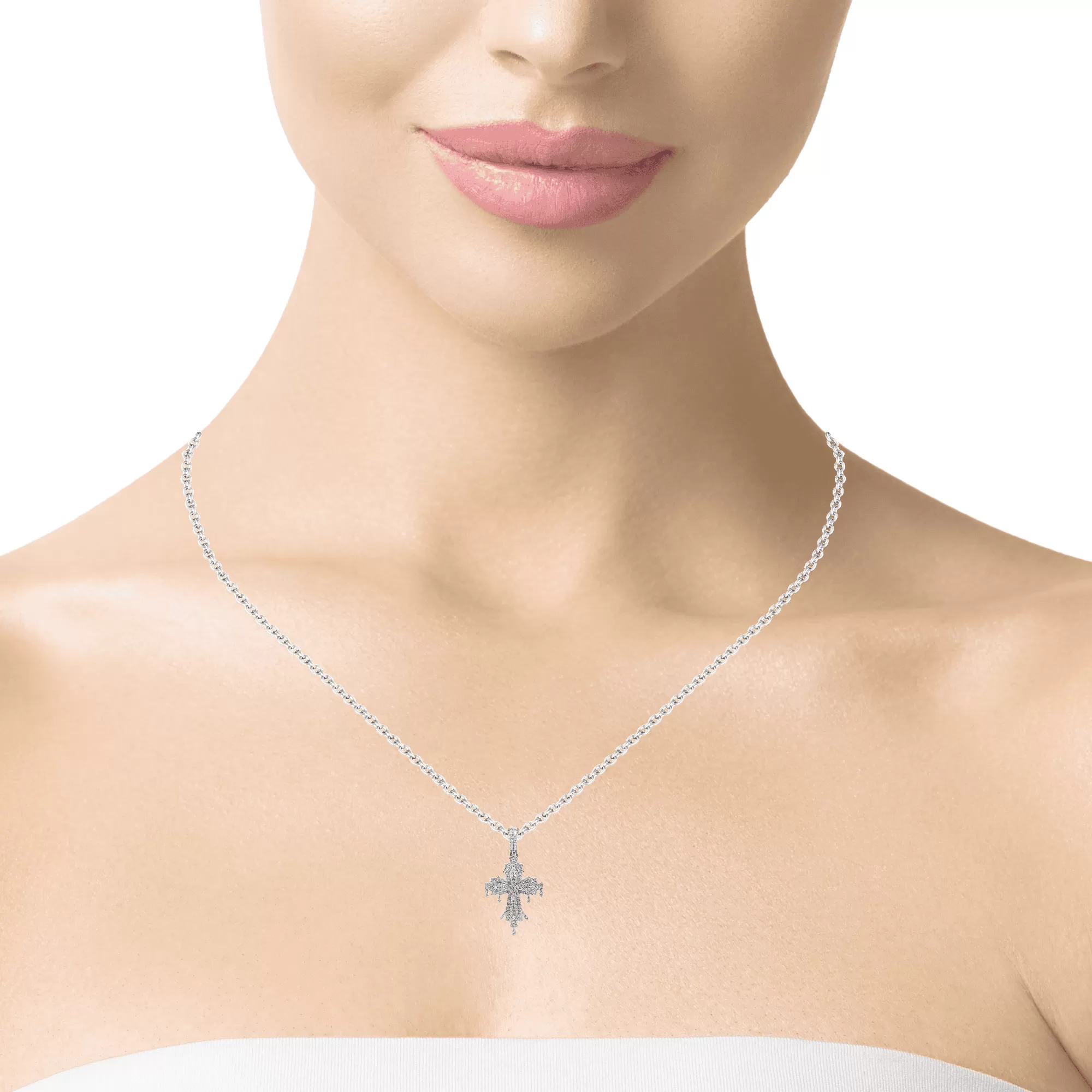 14K White Gold 2.21 Diamond Drippy Cross