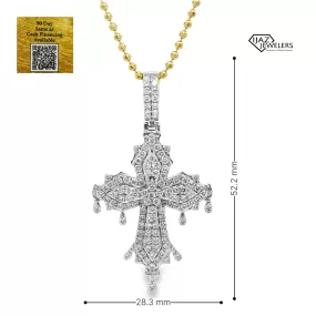 14K White Gold 2.21 Diamond Drippy Cross