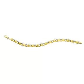 14k Yellow And White Gold Heart Links Bracelet, 7,25