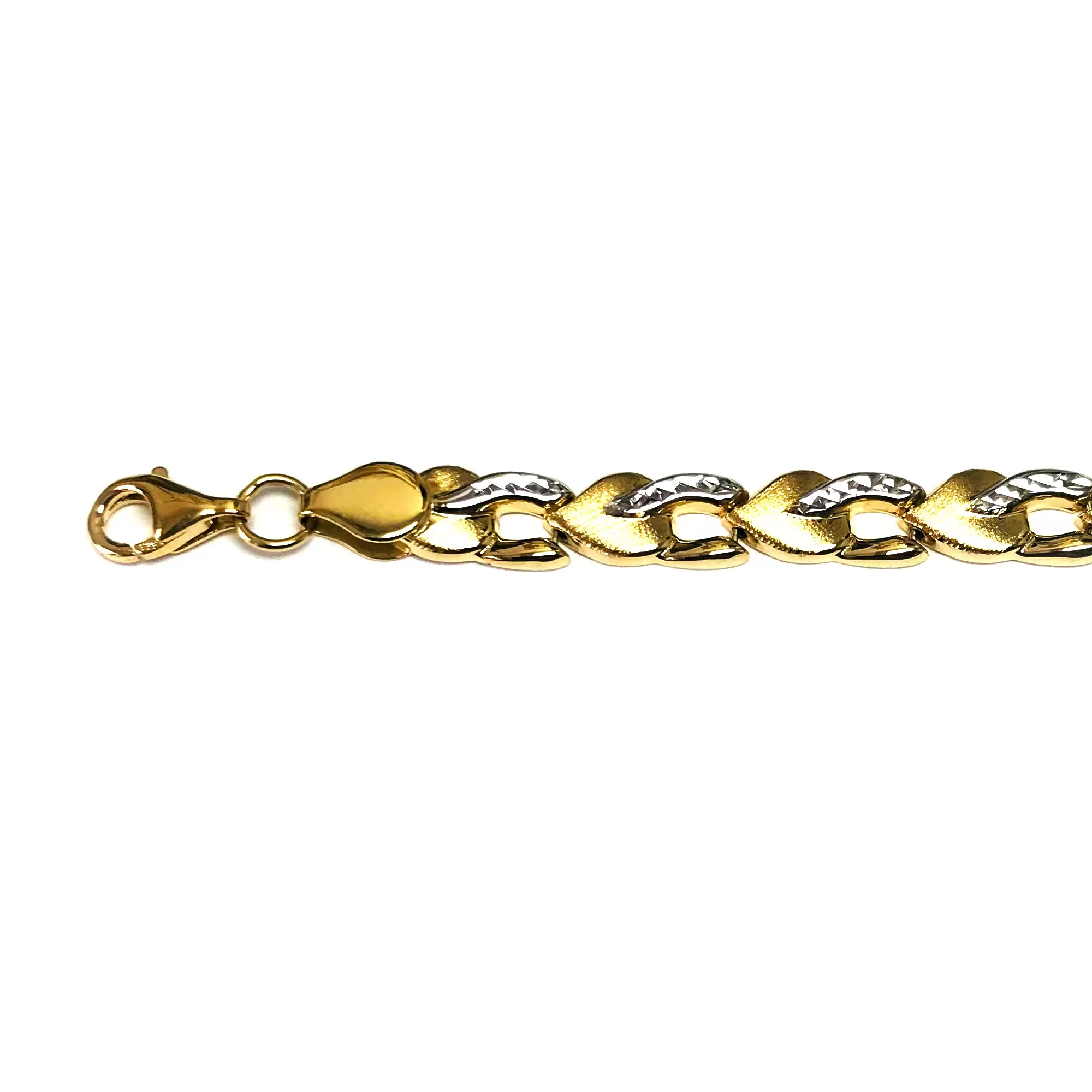 14k Yellow And White Gold Heart Links Bracelet, 7,25