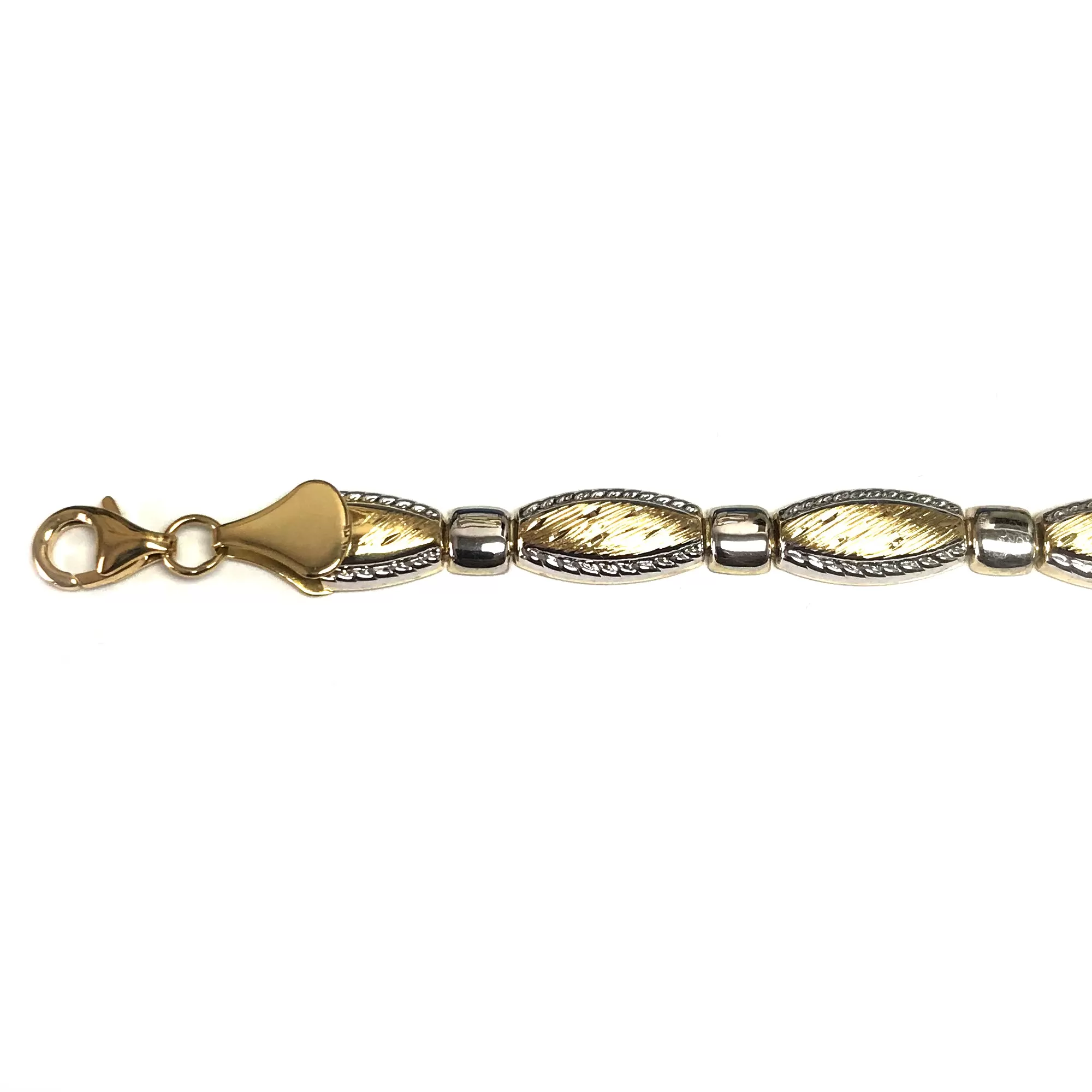 14k Yellow And White Gold Pear Shape Links Bracelet, 7,25