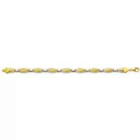 14k Yellow And White Gold Pear Shape Links Bracelet, 7,25