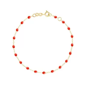 18K Gold and Coral Resin Beaded Classic Bracelet