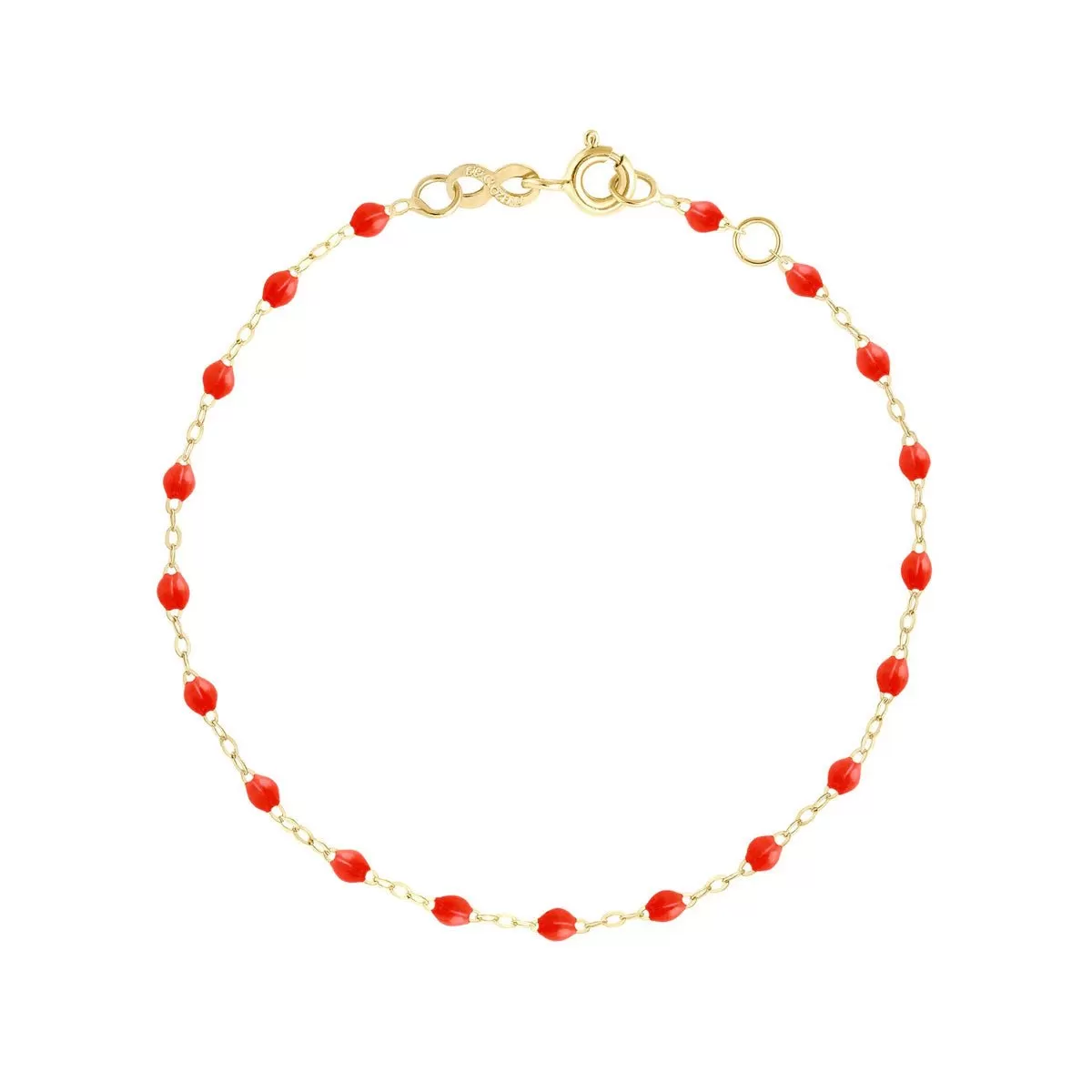 18K Gold and Coral Resin Beaded Classic Bracelet