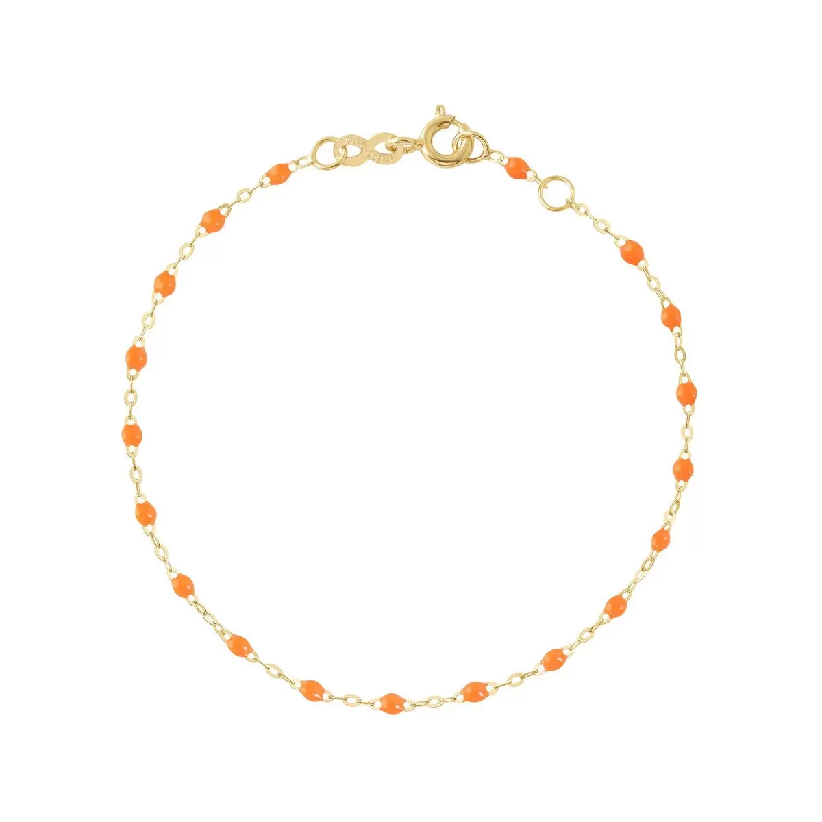 18K Gold and Neon Orange Resin Beaded Classic Bracelet