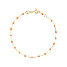 18K Gold and Neon Orange Resin Beaded Classic Bracelet