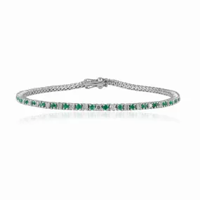 18K Gold Emerald Diamond Sleek Bracelet