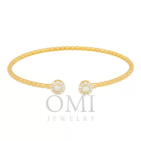 18K GOLD ROUND DIAMONDS CIRCLE SHAPE THIN BANGLE BRACELET 0.69 CT