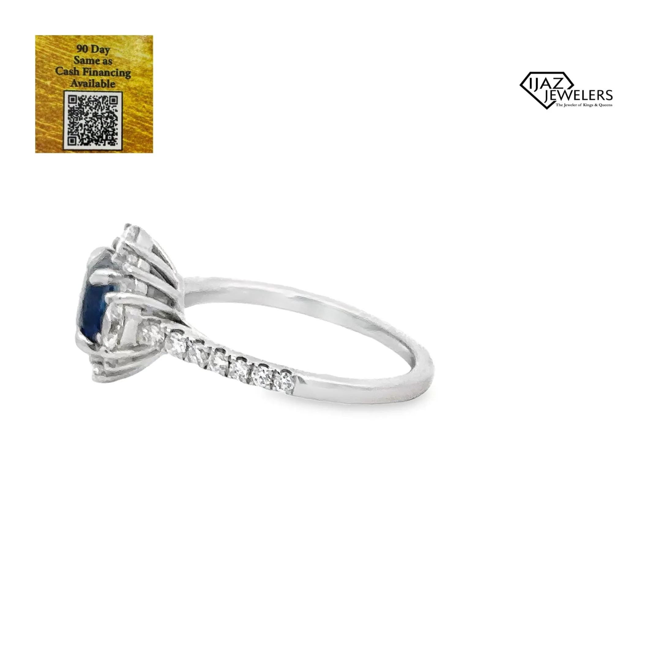 18K White Gold Diamond, Sapphire Ring