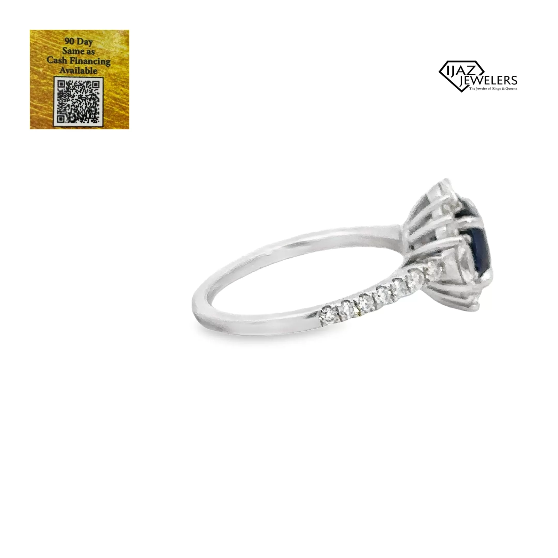 18K White Gold Diamond, Sapphire Ring