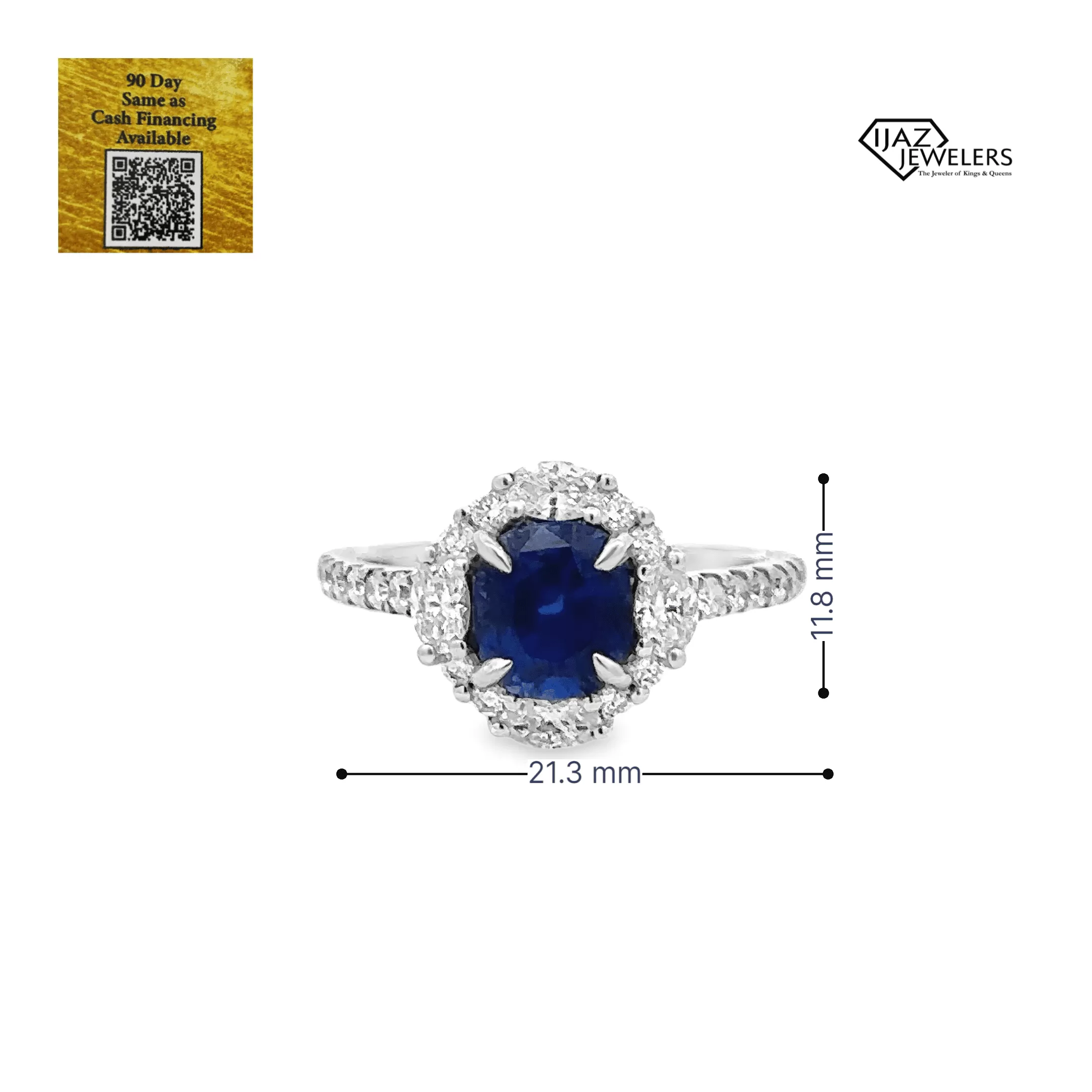 18K White Gold Diamond, Sapphire Ring