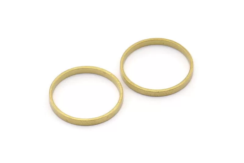 19mm Circle Connectors - 25 Raw Brass Circle Connectors (19x0.8x2mm) D0311