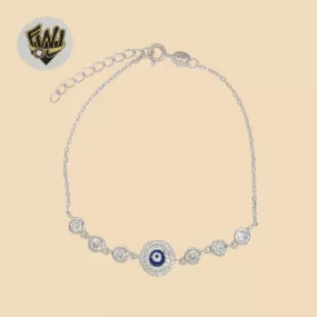 (2-0443-1) 925 Sterling Silver - 1mm Evil Eye Bracelet.