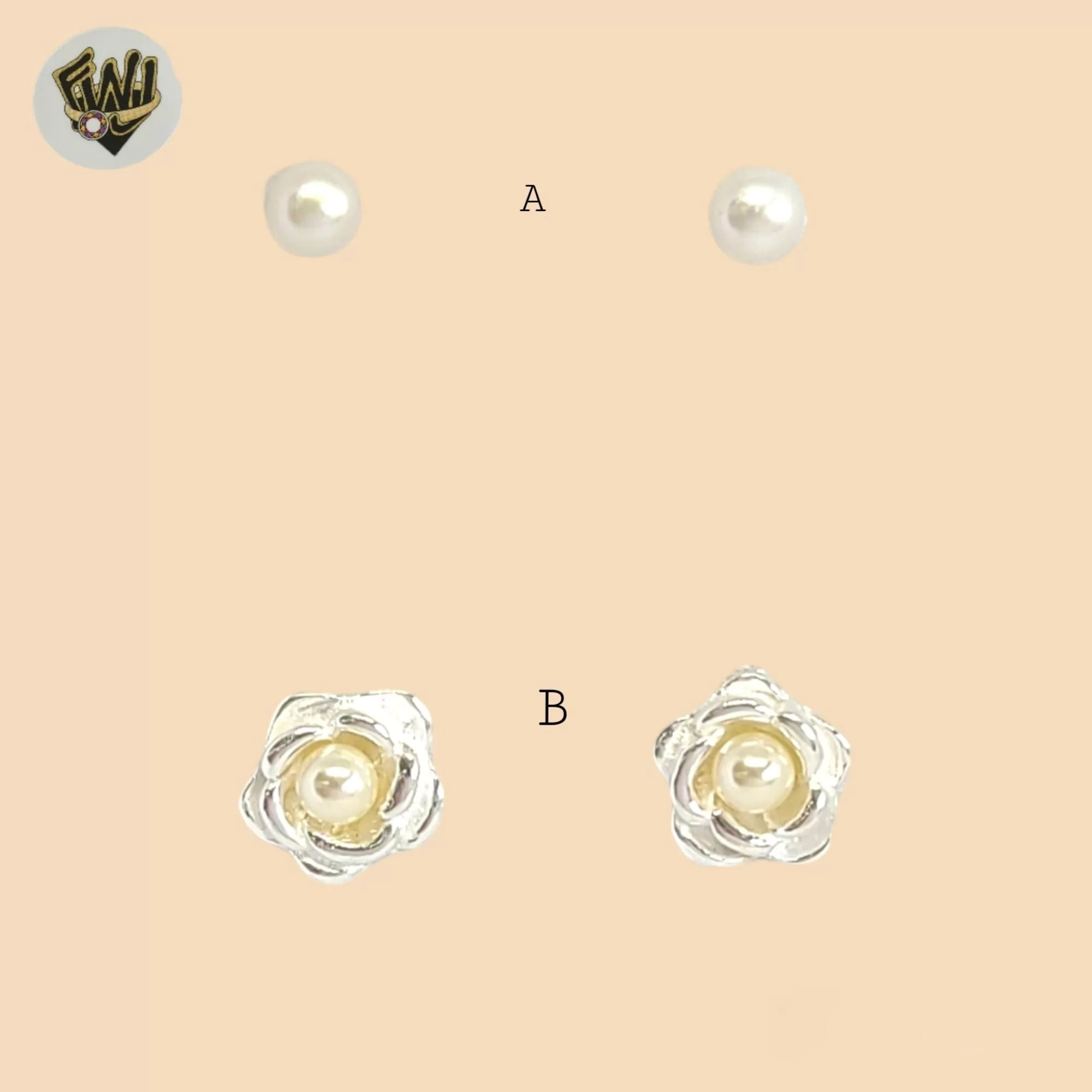 (2-3430) 925 Sterling Silver - Pearl Stud Earrings.