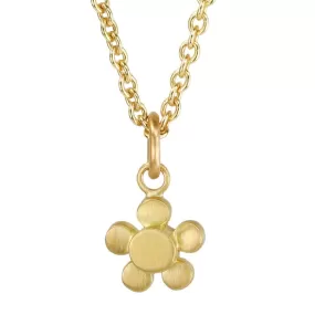 20K Gold Solid Flower Pendant with Five Round Petals