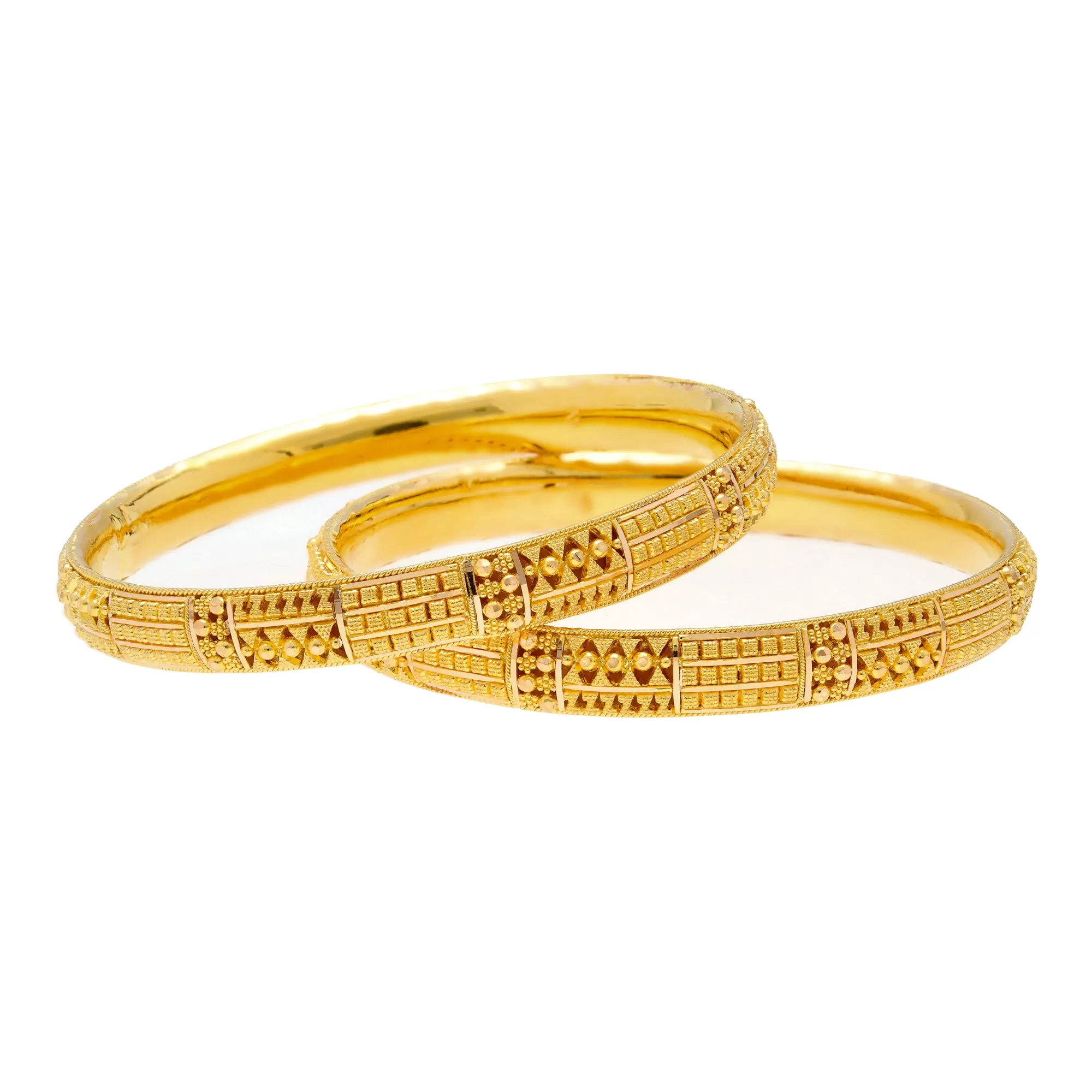 22K Yellow Gold Filigree Bangle Set of 6 (95.4 grams)