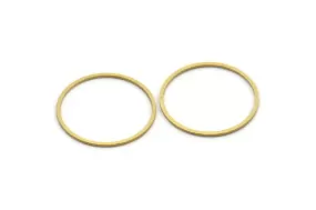 25mm Circle Connectors - 24 Raw Brass Circle Connectors (25x1x0.80mm) A6219