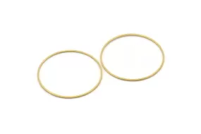 42mm Circle Connectors - 140 Raw Brass Circle Connectors (42x1x1mm) Bs 1085