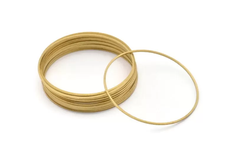 50mm Circle Connectors, 12 Raw Brass Circle Connectors (50x1x1mm) Bs 1083