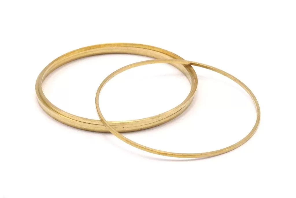 50mm Circle Connectors, 12 Raw Brass Circle Connectors (50x1x1mm) Bs 1083