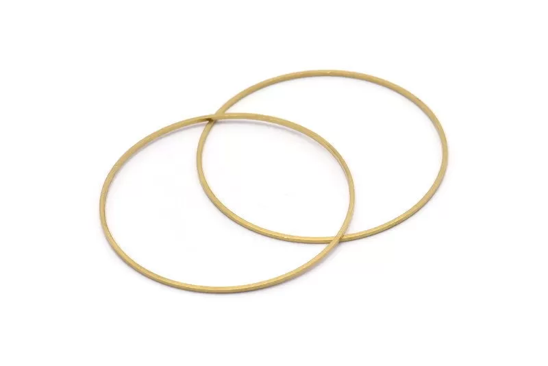 50mm Circle Connectors, 12 Raw Brass Circle Connectors (50x1x1mm) Bs 1083