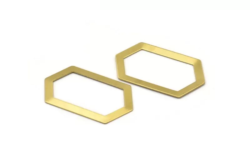 6 Raw Brass Hexagons (54x32x0.80mm) D0394 V107