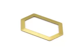 6 Raw Brass Hexagons (54x32x0.80mm) D0394 V107