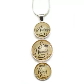 Always Stay Humble and Kind Silver-Plated 3-Tiered Christian Pendant Necklace