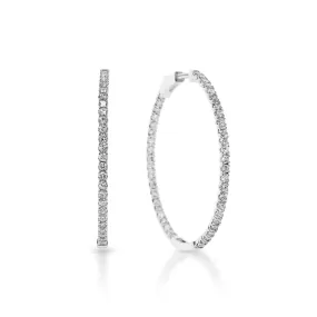 Anne 4 Carat Round Brilliant Diamond 37 mm Hoop Earrings in 14k White Gold