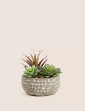 Artificial Succulents in Concrete Pot