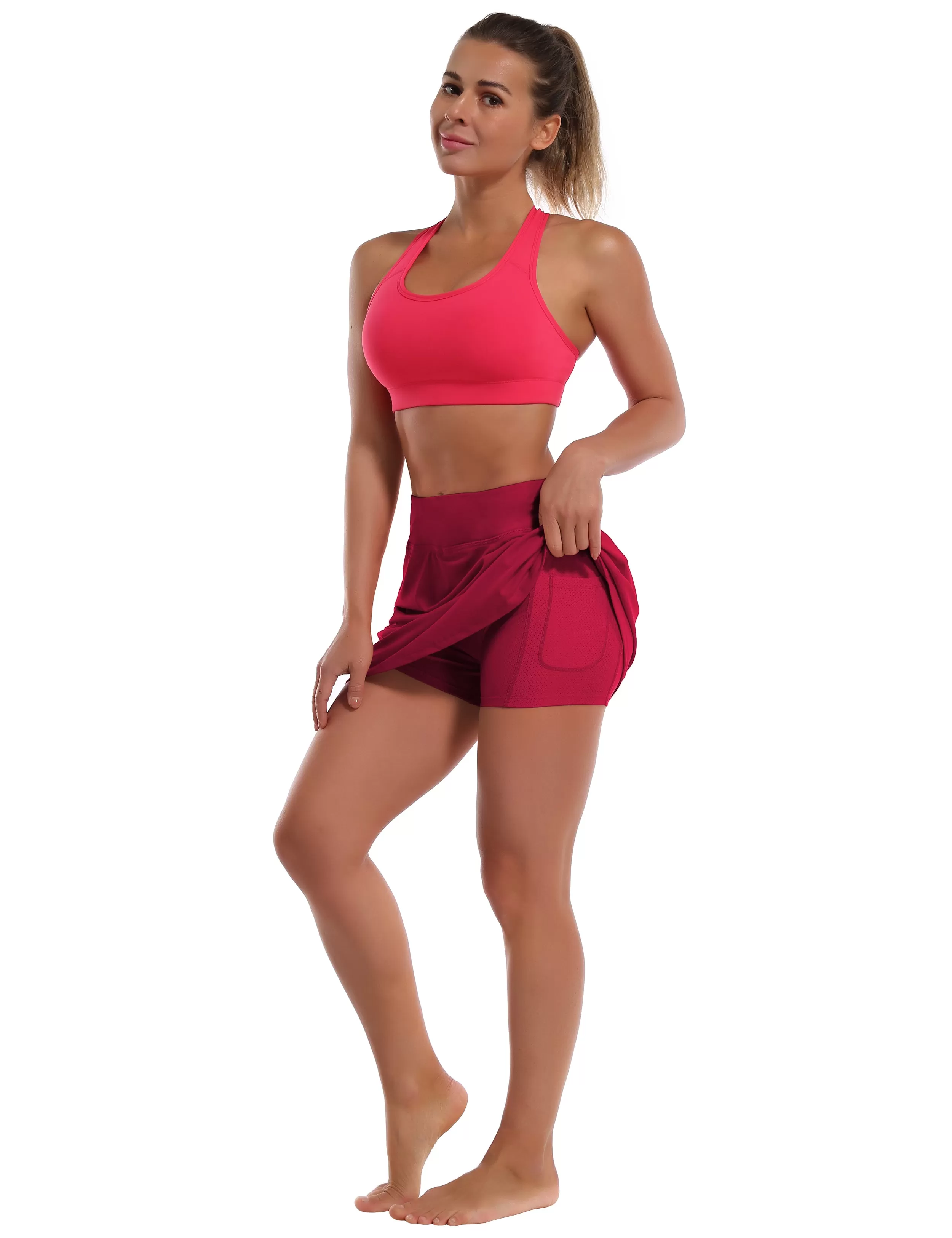 Athletic Tennis Golf Skort with Pockets Shorts rosecoral