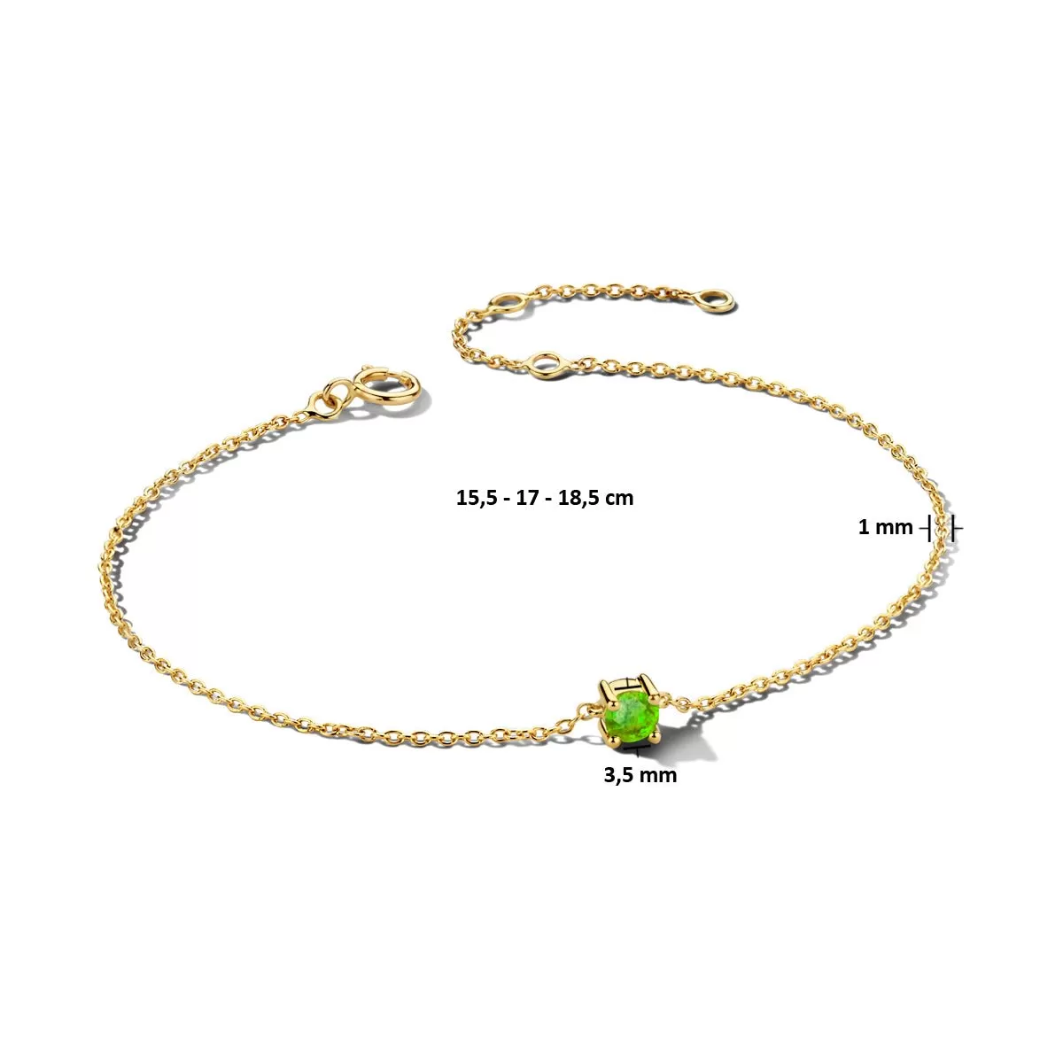 August Birthstone Bracelet 14K Yellow Gold