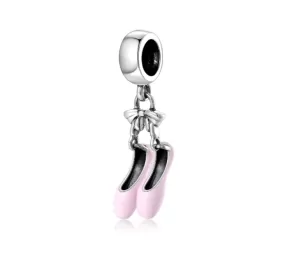 Baby Pink Ballet Slippers Charm 925 Sterling Silver