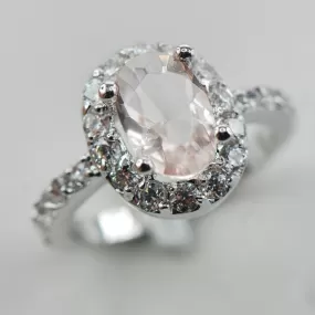 Beautiful Stunning Morganite Fashion Ring - 925 Sterling Silver