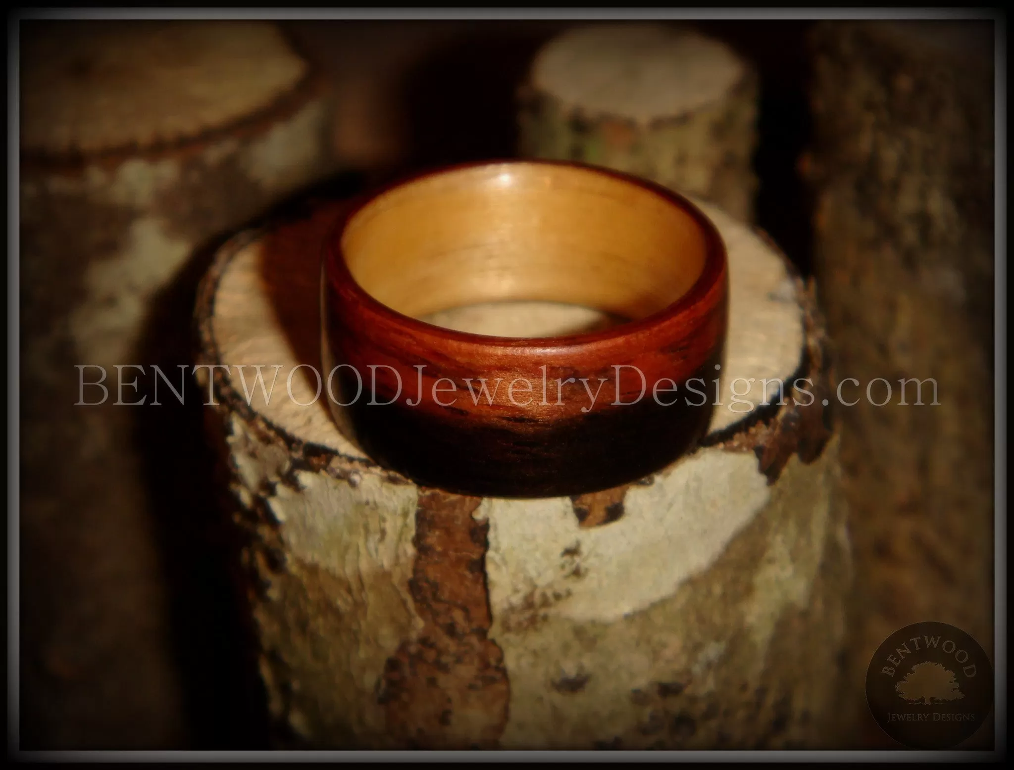 Bentwood Ring - Macassar Ebony Wood Ring (Striped) with Maple Liner using Bentwood Process