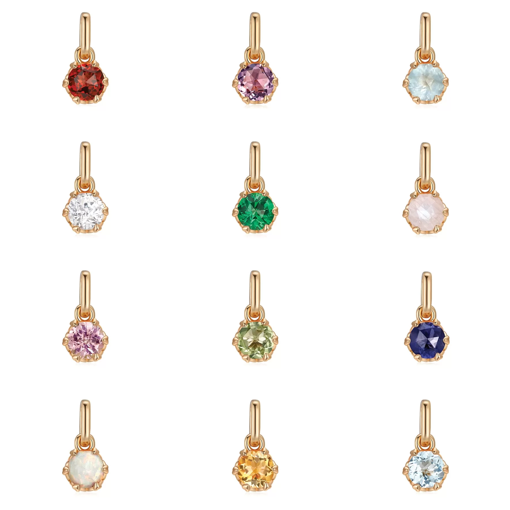 Birthstone Gold Heart Prong-Set Pendants